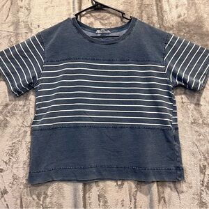 Jane and Delancey Striped Blouse Short Sleeve Top Size Large